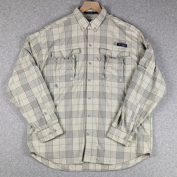 Chemise Columbia PFG Super Bahama Femme - 2XL - Plaid Vert - Manches Courtes